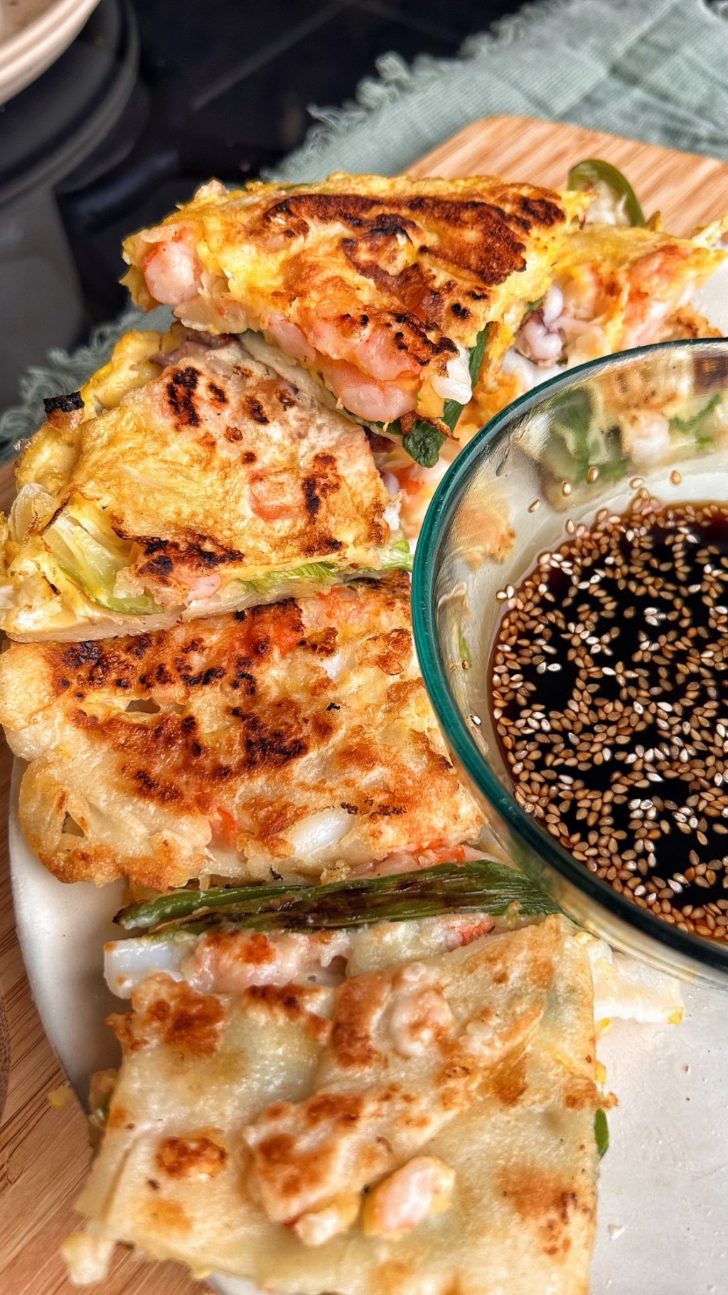 PANCAKE COREANO CON CIPOLLOTTO, GAMBERI E&nbsp;CALAMARI